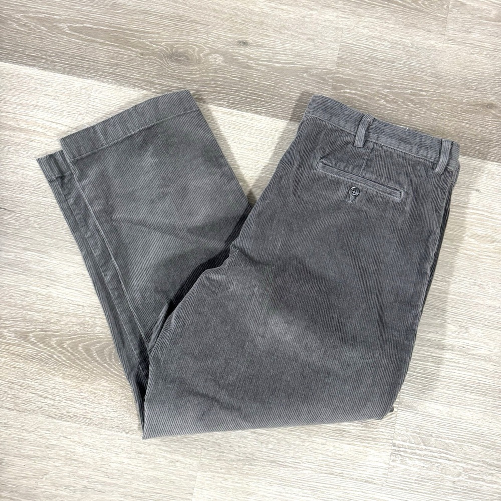 LL Bean Grey Comfort Waist Corduroy Pants Men's Size 40x30